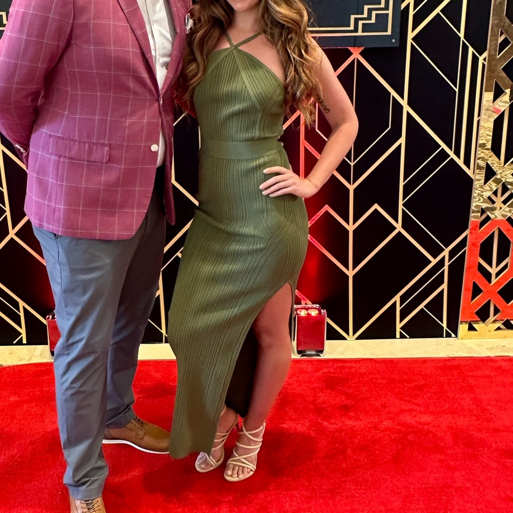 HERVE LEGER Variegated Rib Strappy Gown